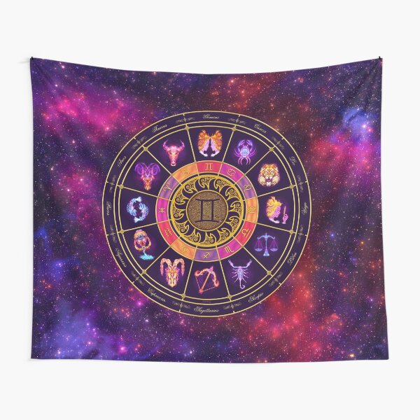 Gemini Zodiac Lightburst - Circle Tapestry