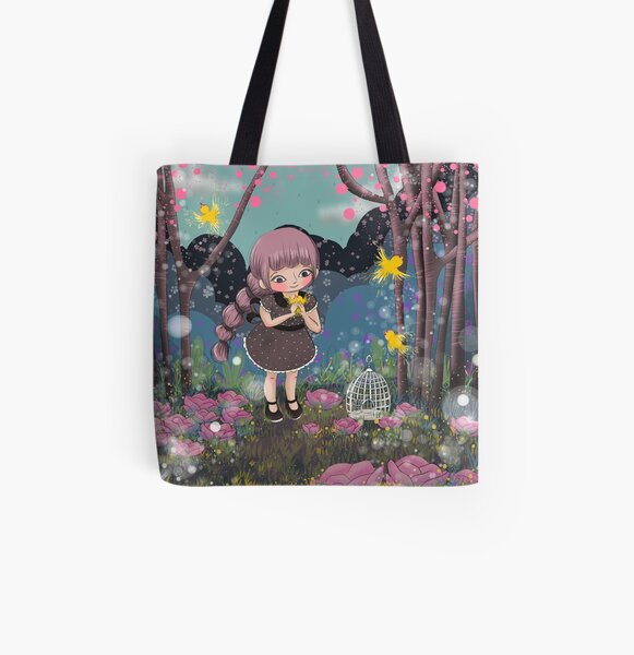 La fille aux oiseaux Tote bag doublé