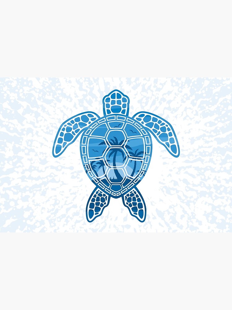 Tropical Island Sea Turtle Design in Blue by fizzgig