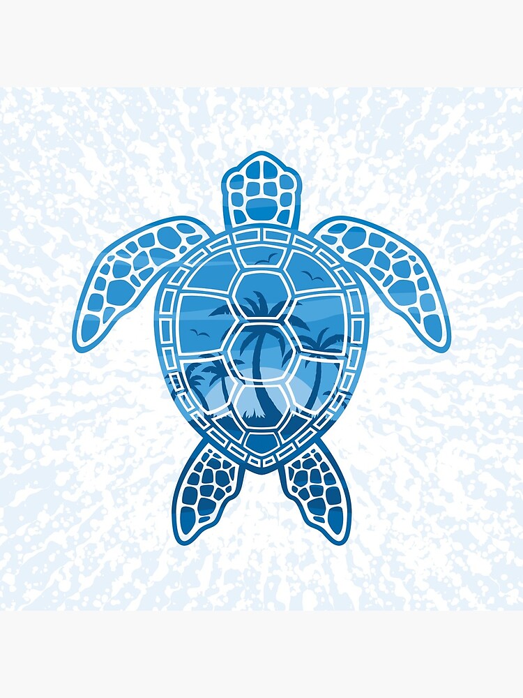 Tropical Island Sea Turtle Design in Blue by fizzgig