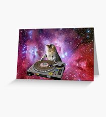 DJ Space Cat Greeting Card