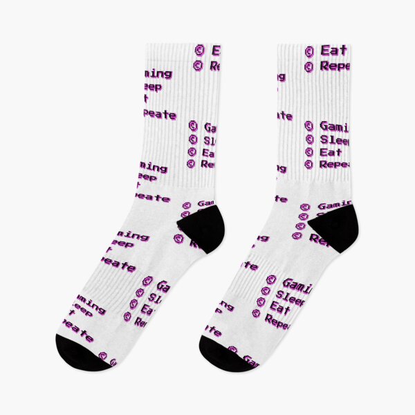 Aperçu de l'œuvre Gaming Sleep Eat Repeate Design 8bit 16bit Pixel Sticker noir rose créée et vendue par Shirtilike.