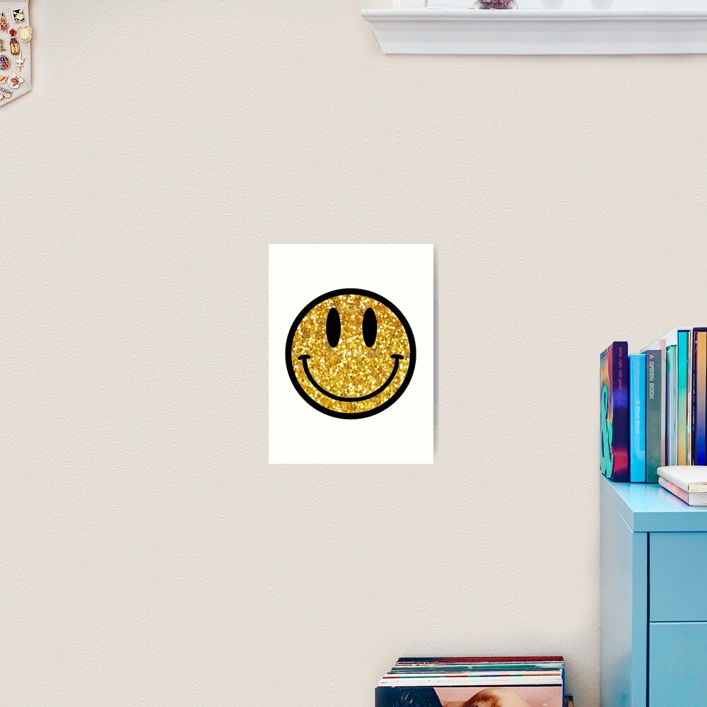 Gold Glitter Smiley Face Art Print By Flareapparel Redbubble
