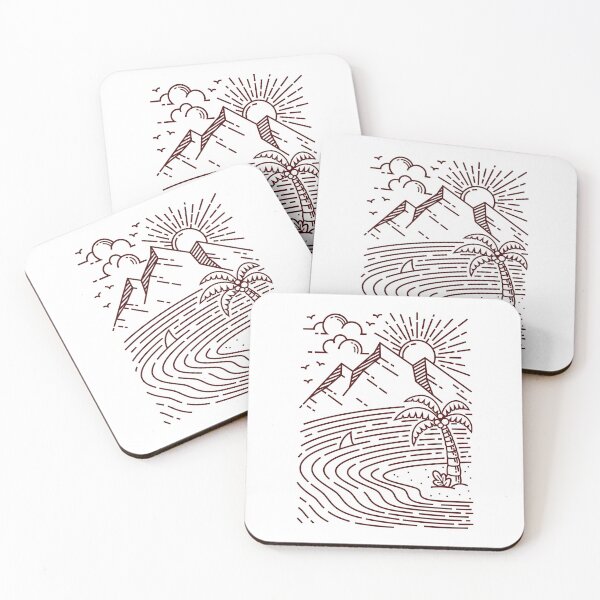 Item preview, Hand drawn seascape line illustration designed and sold by teenlabel.
