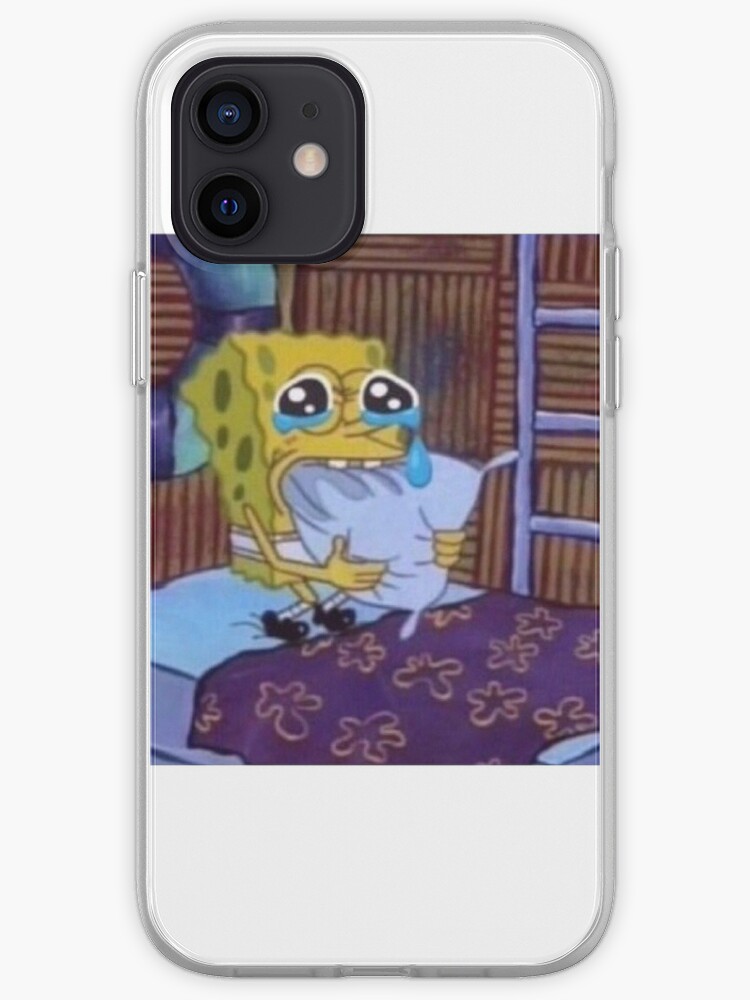 Spongebob Sad Chewing On Pillow Funny Twitter Reaction Meme Iphone Case Cover By Rumpsky Redbubble