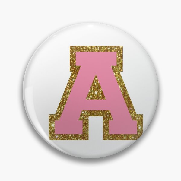 Item preview, gold and pink varsity letter A designed and sold by byleahwithlove.