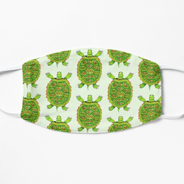 Psychedelic Green and Red Box Turtle in Acrylic Flat Mask