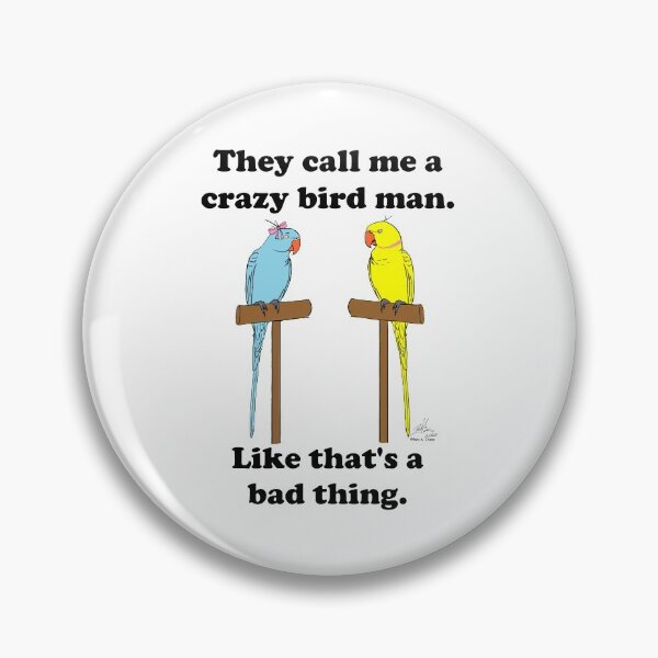 Item preview, Crazy Bird Man with Blue and Yellow Ringneck Parrots designed and sold by Laughing Parrot Studio.