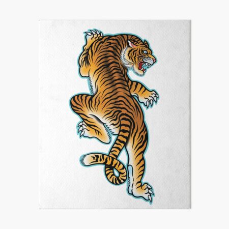 Japanese Tiger, Crawling Tiger, Traditional Tiger Flash, Black and White,  Old School, Art Print 12x16 - Etsy Israel