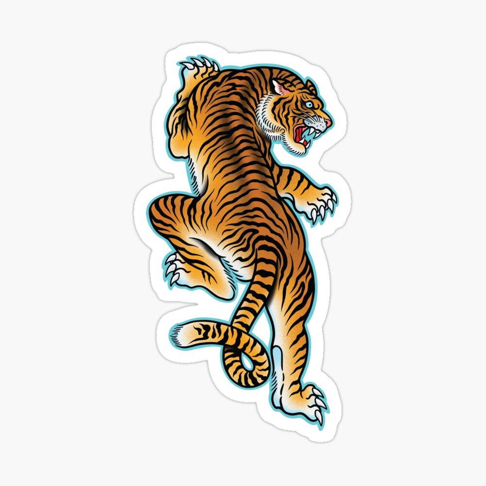 Traditional Japanese Tiger Tattoo.Tiger Sticker Tattoo Design Stock Vector  - Illustration of drawn, horoscope: 184671848