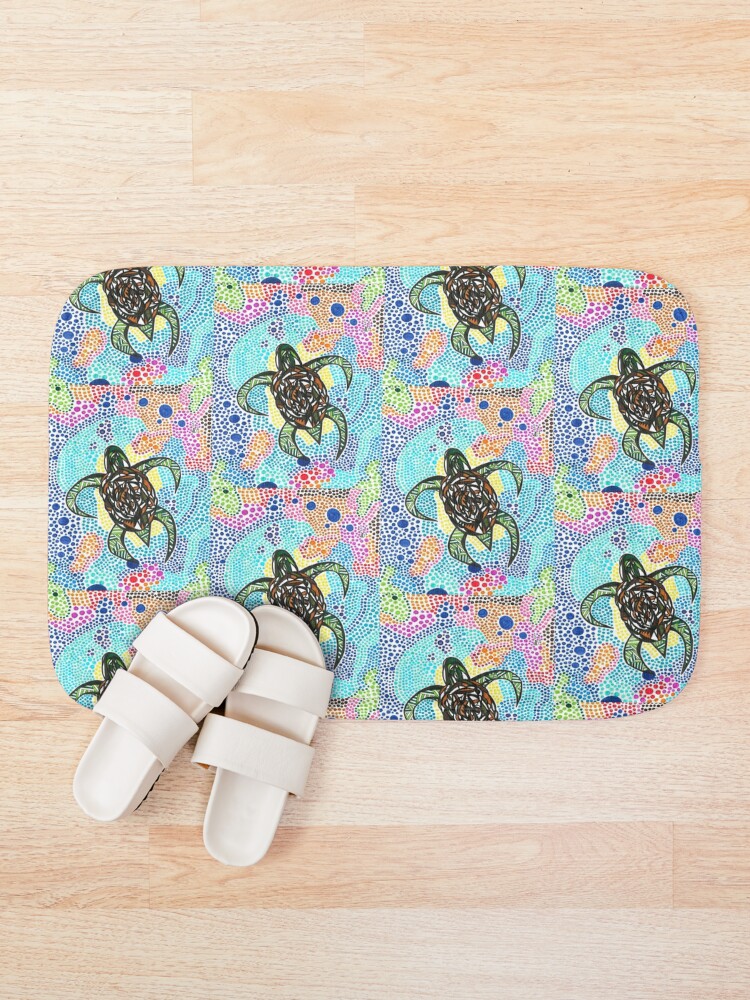 "Funky Turtle" Bath Mat for Sale by Pjohnstonesart Redbubble