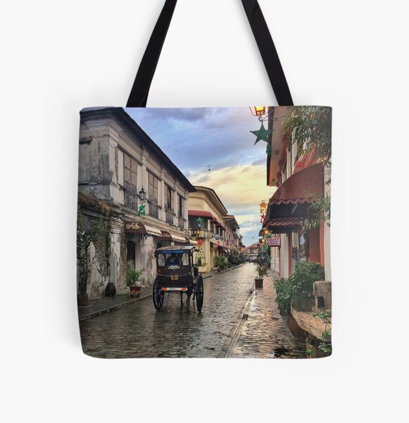 Cobblestone Old City All Over Print Tote Bag