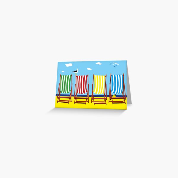 DECKCHAIRS with GULL Greeting Card