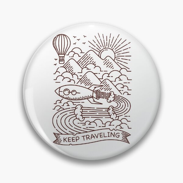 Item preview, Rocket travel line illustration designed and sold by teenlabel.