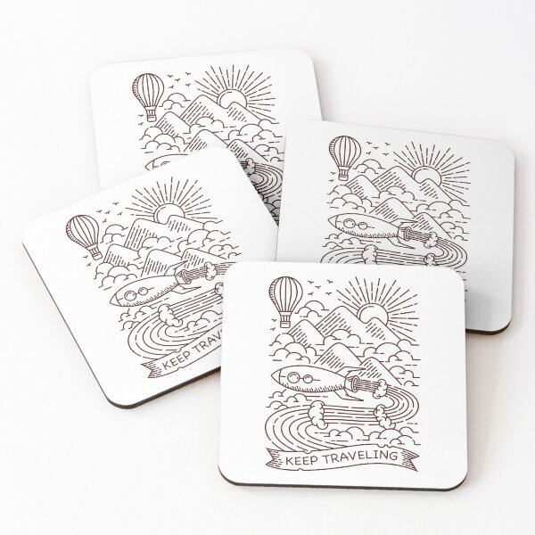 Item preview, Rocket travel line illustration designed and sold by teenlabel.