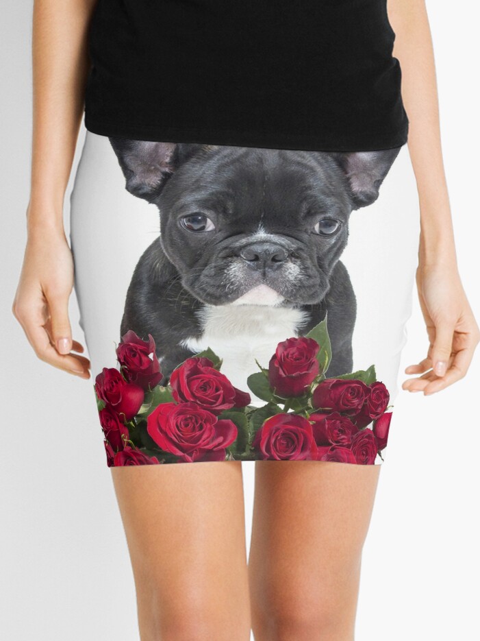 Minijupe Fleurs De Bouledogue Francais Joyeux Anniversaire Par shiarsh Redbubble