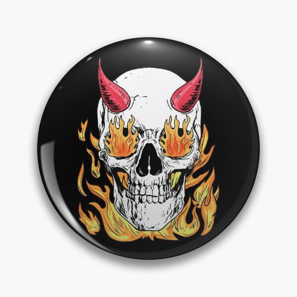 Item preview, Skull with Red Horns Burning Flames of Fire designed and sold by MadMando.
