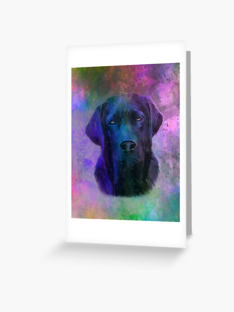 Carte De Vœux Peinture D Art Colore De L Eau De Chien Labrador Noir Par shiarsh Redbubble