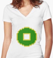 8bit Earth Kingdom Emblem - 3nigma Women's Fitted V-Neck T-Shirt