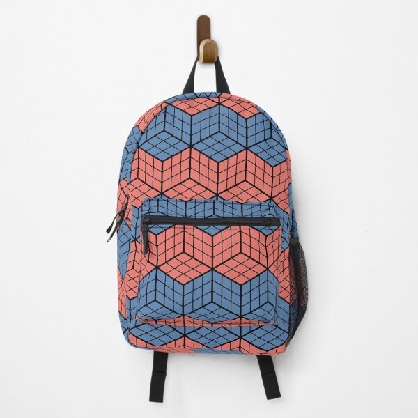 Item preview, Coral and Blue Cubes Pattern designed and sold by DESPERATEANDY.