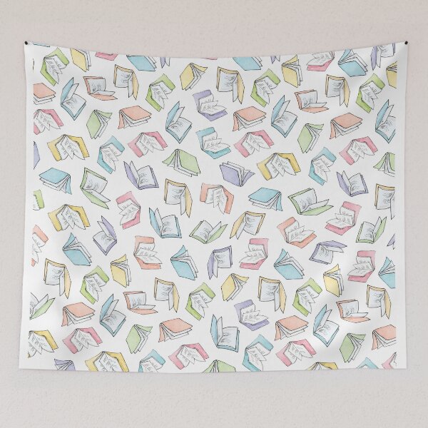 Item preview, Books Pattern - Multicolored watercolor flying books designed and sold by Greengate Images.