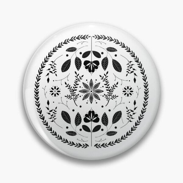Item preview, Floral black and white modern folk art designed and sold by LaurenHWyatt.