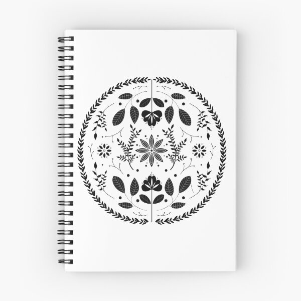 Item preview, Floral black and white modern folk art designed and sold by LaurenHWyatt.
