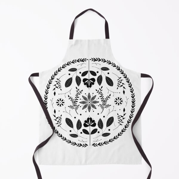 Item preview, Floral black and white modern folk art designed and sold by LaurenHWyatt.