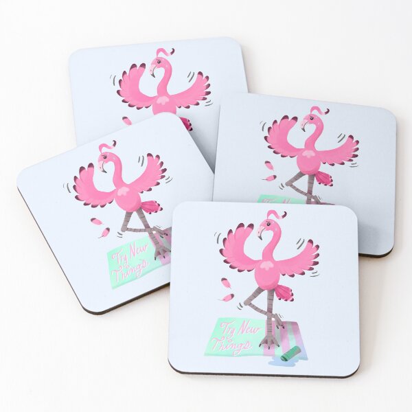 Item preview, Motivational Pink Yoga Flamingo Exercising designed and sold by narwhalwall.