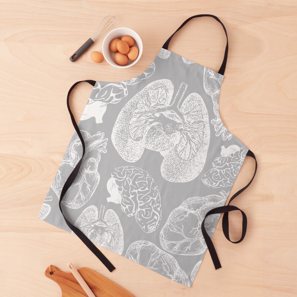 Anatomical Organs - White on Grey Apron