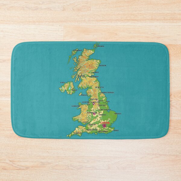 Item preview, United Kingdom physical map, topographic map of UK, the capital, the major cities, rivers and lakes designed and sold by mashmosh.