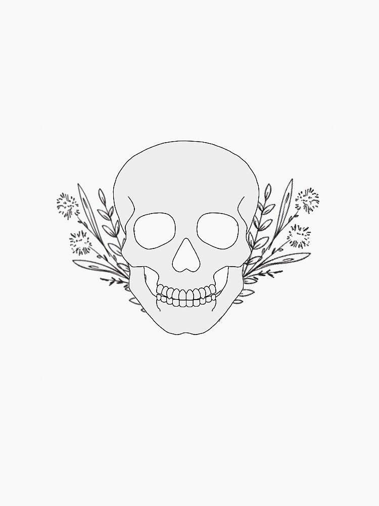 Thumbnail 3 of 3, Sticker, Skull flowers designed and sold by racer0220.