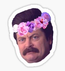 Ron Swanson Flowercrown Sticker