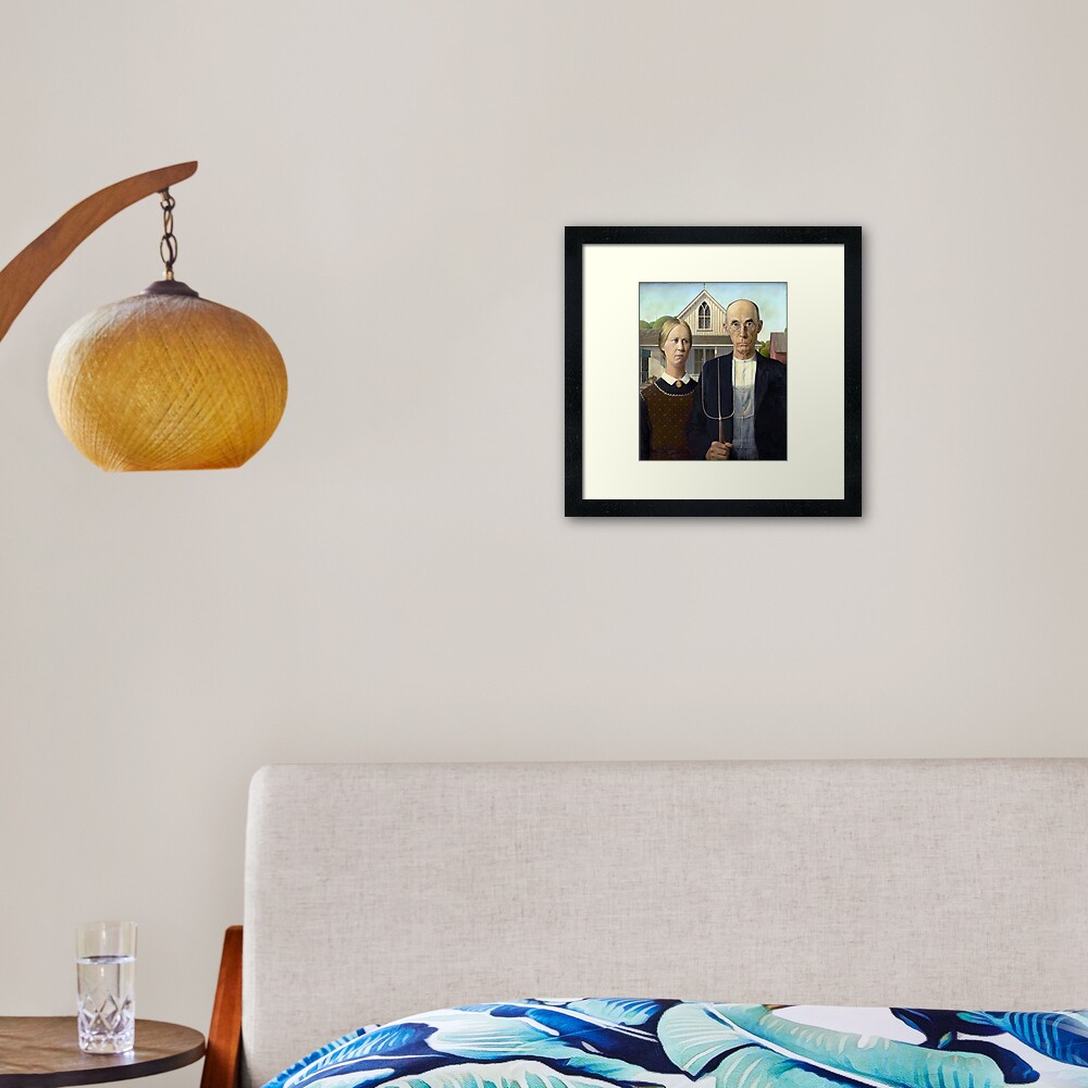 Iconic American Gothic by Grant Wood Framed Art Print