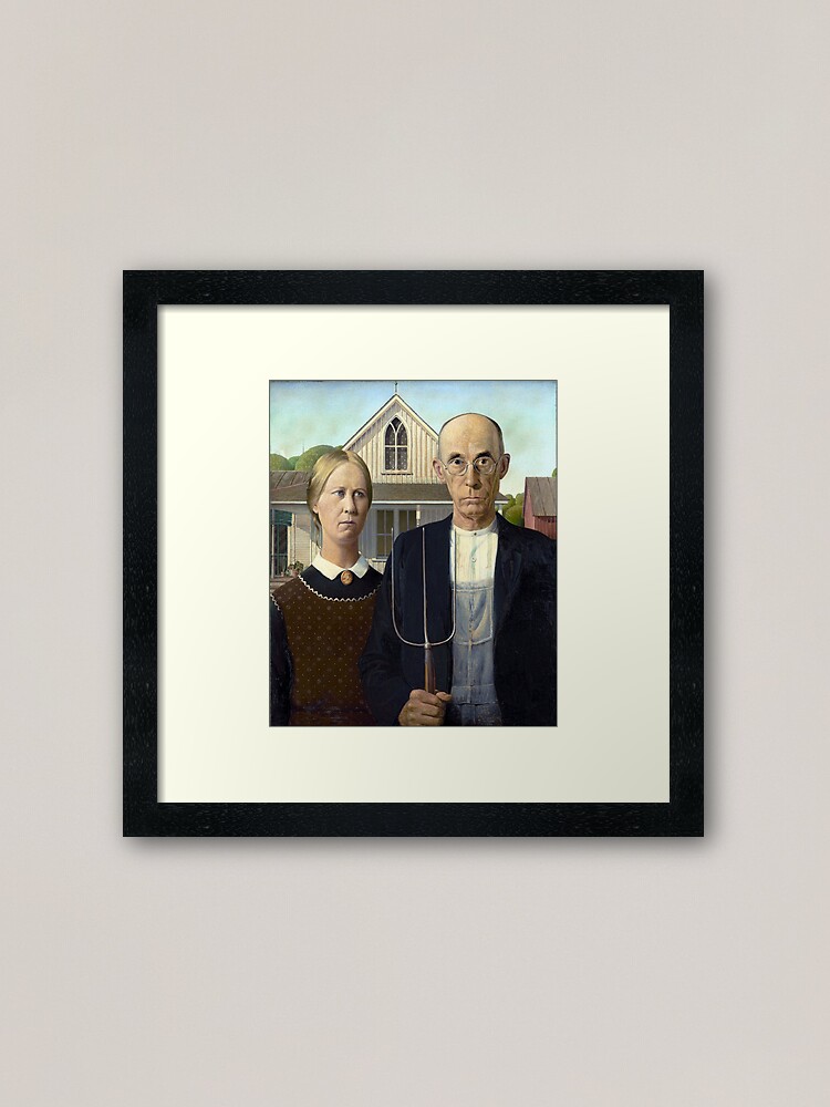 Alternate view of Iconic American Gothic by Grant Wood Framed Art Print