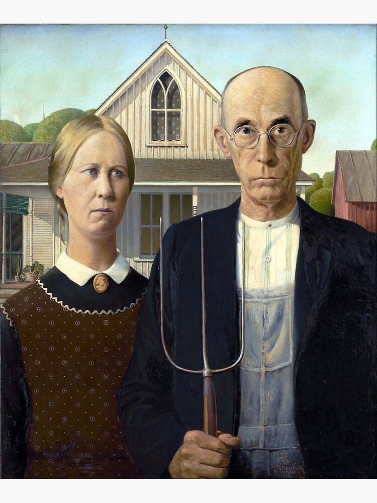 Iconic American Gothic by Grant Wood by pdgraphics