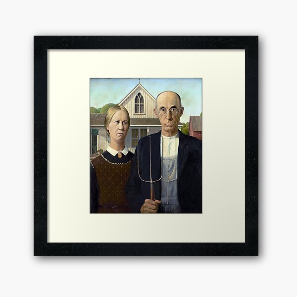 Iconic American Gothic by Grant Wood Framed Art Print