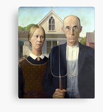 Lámina metálica Iconic American Gothic de Grant Wood