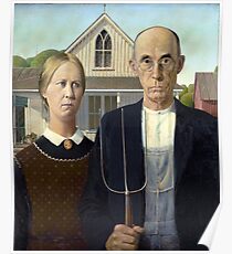 Ikonische amerikanische Gotik von Grant Wood Poster
