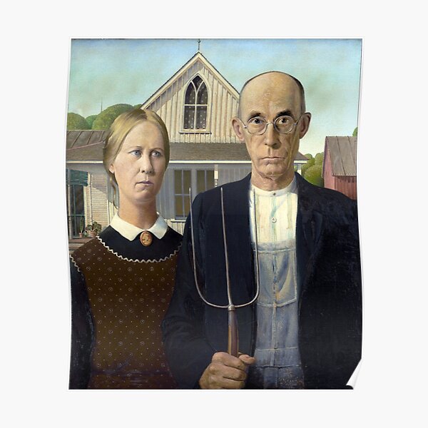 Iconic American Gothic by Grant Wood Poster