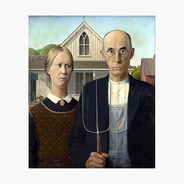 Iconic American Gothic by Grant Wood Photographic Print