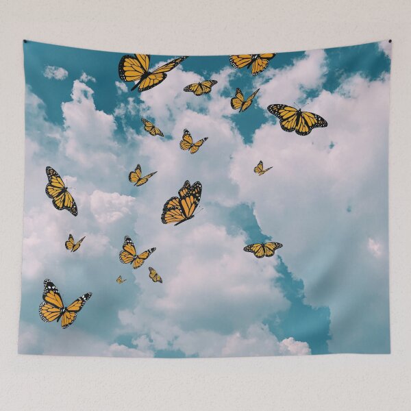 Item preview, Monarch butterflies flying in the sky (vintage)  - Photography and illustration designed and sold by Firandi.
