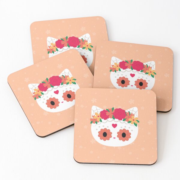 Item preview, Flower Crown White Sugarskull Cat  designed and sold by cynthia tizcareno.
