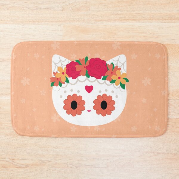 Item preview, Flower Crown White Sugarskull Cat  designed and sold by cynthia tizcareno.
