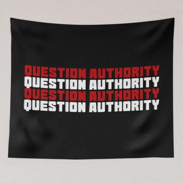 Item preview, Question Authority Red and White Stacked Words designed and sold by boyscoutbooks.