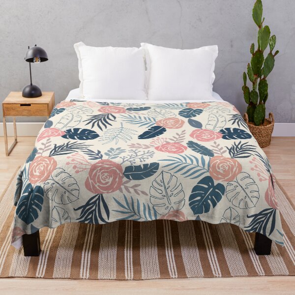 Item preview, Blue and Blush Tropical Floral Pattern designed and sold by Lauren Ullrich.