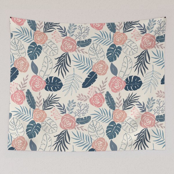 Item preview, Blue and Blush Tropical Floral Pattern designed and sold by Lauren Ullrich.