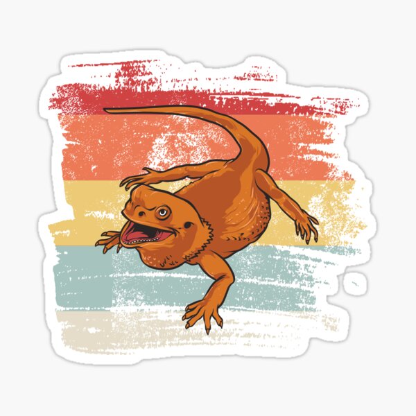 Retro Bearded Dragon Sticker