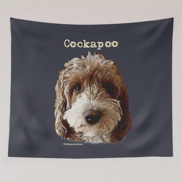 Item preview, Red and White Cockapoo Dog  designed and sold by Happy Dog Doodles.