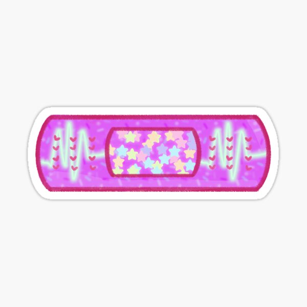 Menhera Kawaii Star Heart Monitor Bandaid Sticker (Large) Sticker